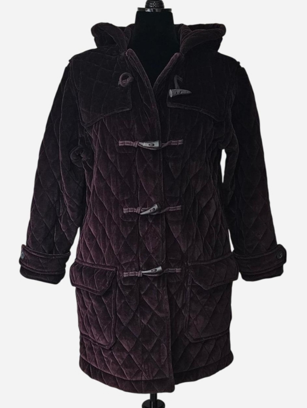 Jones New York Sport Women's Quilted Velvet Toggle Coat. Size S Oversized
